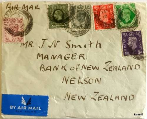 Envelope - 1939 - George VI Definitives - Posted Dumfries to New Zealand