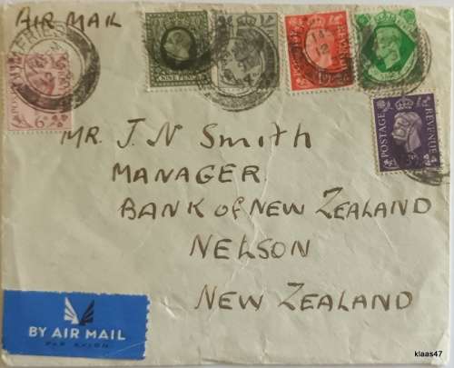 Envelope - 1939 - George VI Definitives - Posted Dumfries to New Zealand