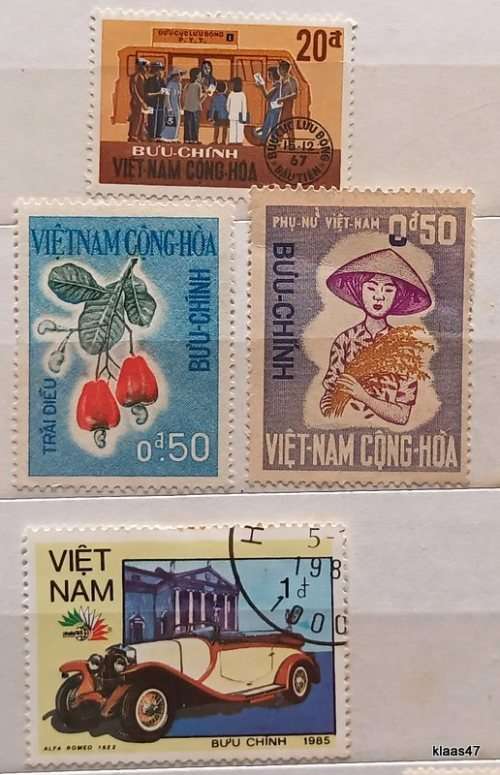 Vietnam - Mixed Lot of 4 Used and Unused (some Hinged) stamps