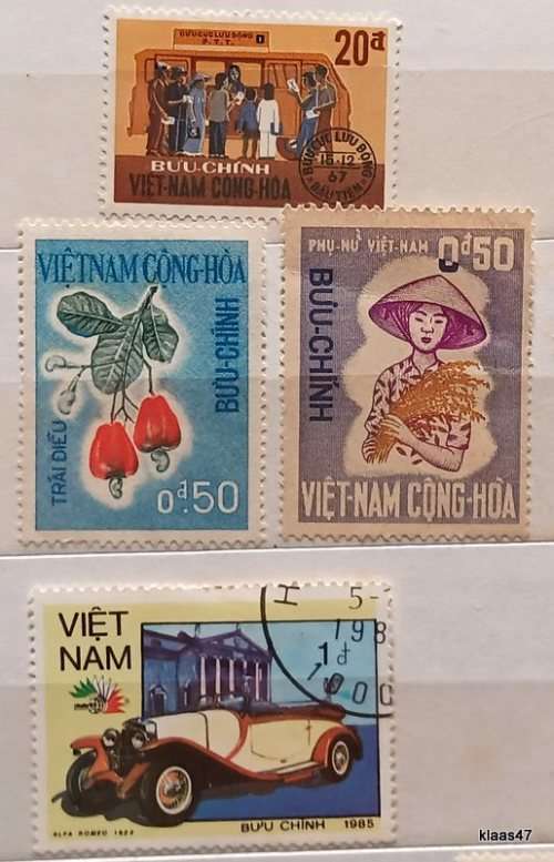 Vietnam - Mixed Lot of 4 Used and Unused (some Hinged) stamps