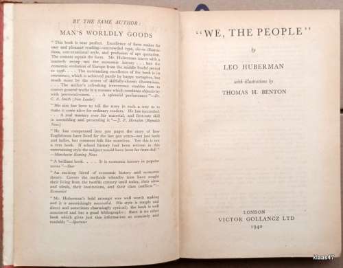 `We, The People` - Leo Hubberman -Hardcover 1940