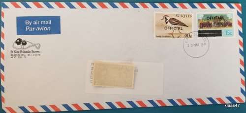 Airmail Envelope - St Kitts Philatelic Bureau - 1981 - With 2 Official stamps