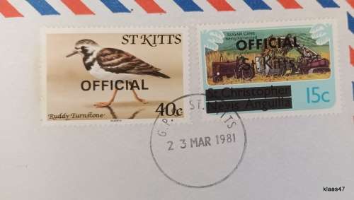 Airmail Envelope - St Kitts Philatelic Bureau - 1981 - With 2 Official stamps