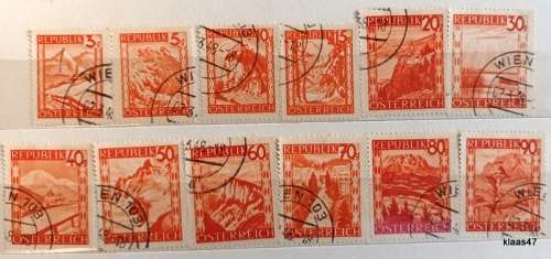 Austria - 1947/8 - Landscape Definitives - Set of 16 Used stamps