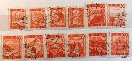 Austria - 1947/8 - Landscape Definitives - Set of 16 Used stamps