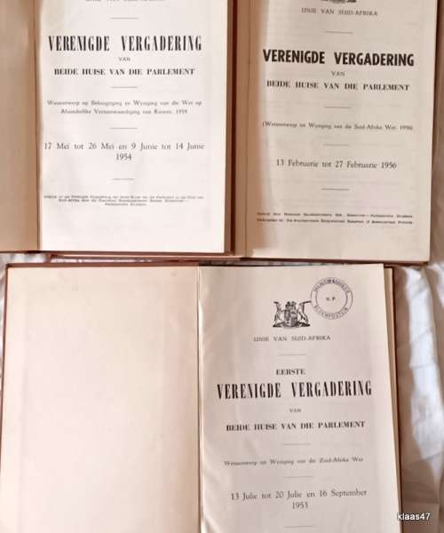 Unie van Suid Afrika - 1953, 54 and 56 Verenigde Vergadering: Albei Huise van die Parlement