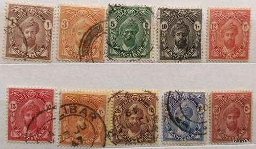 Zanzibar - 1936 - Sultan Khalifa bin Harub - 10 Used stamps