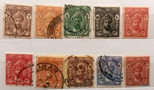 Zanzibar - 1936 - Sultan Khalifa bin Harub - 10 Used stamps