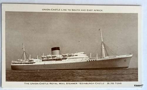 Union Castle (South and East Africa) - Unused Post Card - Edinburgh Castle