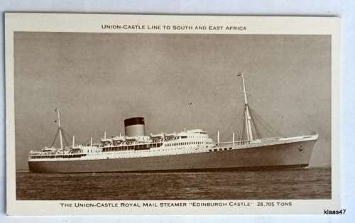 Union Castle (South and East Africa) - Unused Post Card - Edinburgh Castle