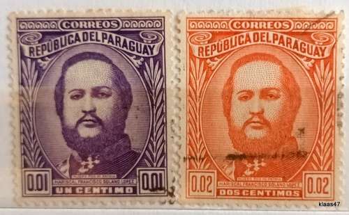 Paraguay - 1947 - Solano Lopez - 2 Used Hinged stamps