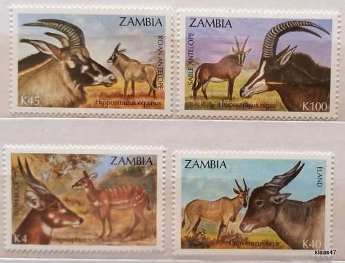 Zambia - 1992 - Fauna/ Wild Animals - Set of 4 Mint stamps