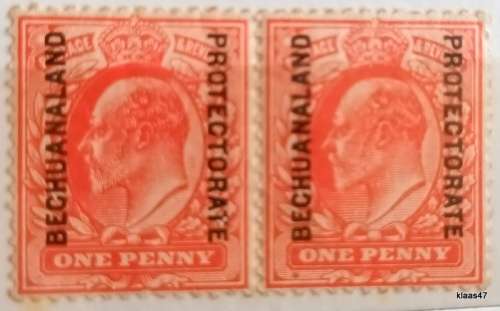 Bechuanaland - 1904-13 - Edward VII Defin - Bechuanaland Protectorate Ovpt - Pair Unused 1d stamps