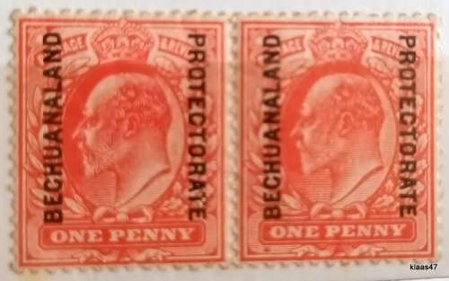 Bechuanaland - 1904-13 - Edward VII Defin - Bechuanaland Protectorate Ovpt - Pair Unused 1d stamps