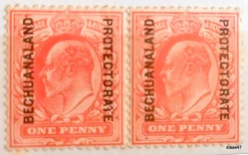 Bechuanaland - 1904-13 - Edward VII Defin - Bechuanaland Protectorate Ovpt - Pair Unused 1d stamps