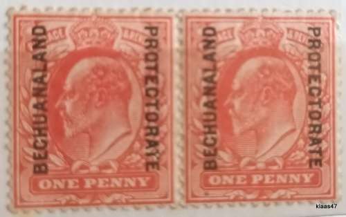 Bechuanaland - 1904-13 - Edward VII Defin - Bechuanaland Protectorate Ovpt - Pair Unused 1d stamps
