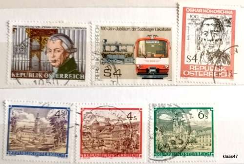 Austria - 1980`s - Mixed Lot of 6 Used stamps