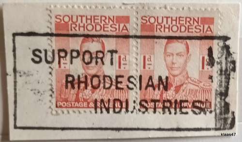 Southern Rhodesia - 1937 - George VI Pair - On paper with `Support Rhodesian Industries` Slogan