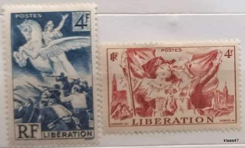 France - 1945 - Liberation of France and Liberation of Alsace and Lorraine - 2 Unused Hinged stamps