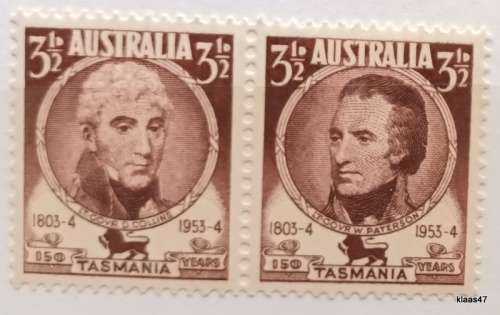 Australia - 1953-54 - Tasmania Sesquicentenary - Pair of Mint 3 1/2d stamps