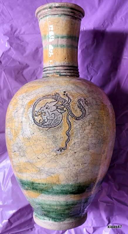 Vase with Dragon design - 32cm High - 55cm Circumfrence - Scratch Signed Sinclair (see pics)