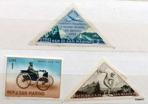 San Marino - Mixed Lot of 3 Unused Hinged stamps