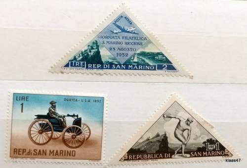 San Marino - Mixed Lot of 3 Unused Hinged stamps