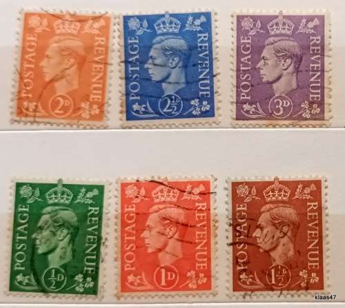 GB - 1951 - George VI - 6 Used Hinged stamps