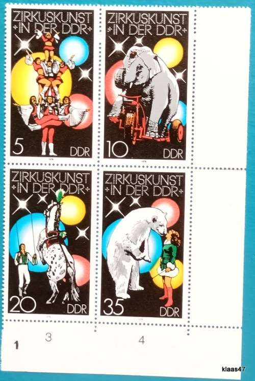 Germany - DDR - 1978 - Circus Series - Block of 4 Unused (lightly Hinged) stamps