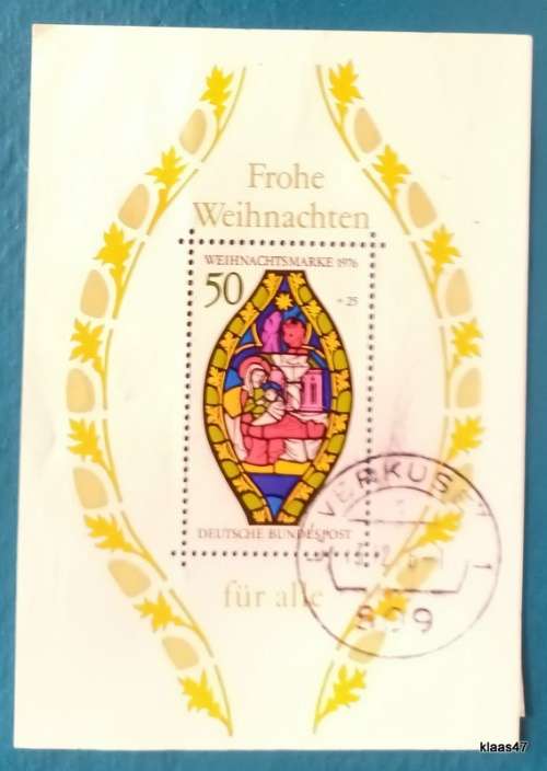 Germany - 1976 - Christmas - Souvenir Sheet Cancelled and Hinged