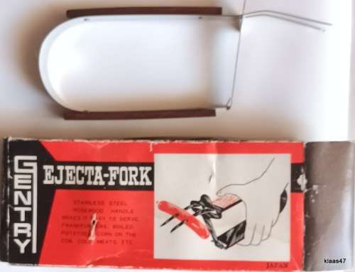 Vintage Stainless Steel & Rosewood Gentry `Ejecta-Fork` In Original Box