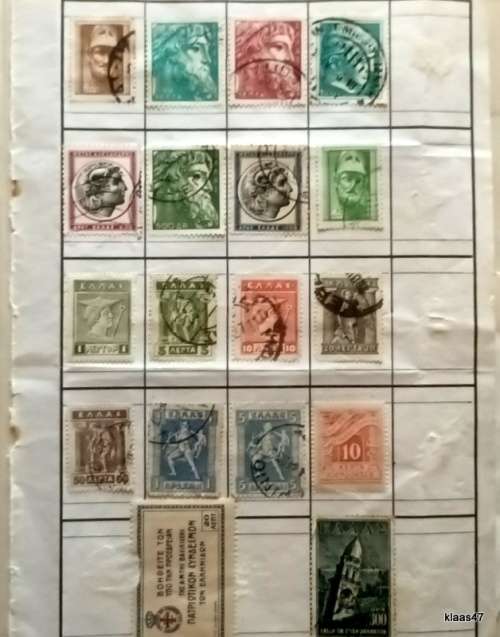 Greece - Mixed Lot of 17 Used stamps (Hinged on paper)