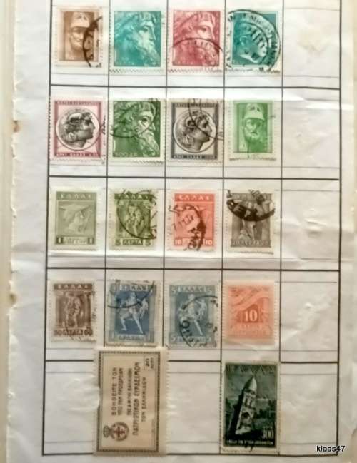 Greece - Mixed Lot of 17 Used stamps (Hinged on paper)