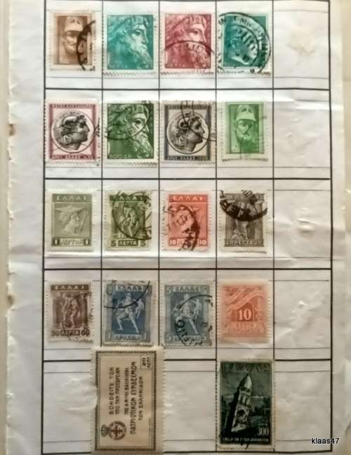 Greece - Mixed Lot of 17 Used stamps (Hinged on paper)