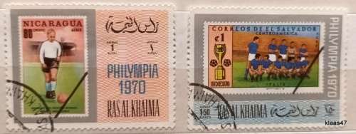 Ras Al Khaima - 1970 Philympia - Theme: Soccer - 2 Used stamps