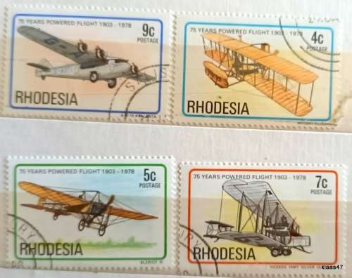 Rhodesia - 1978 - 75th Anniversary of Powered Flight - 4 cancelled stamps