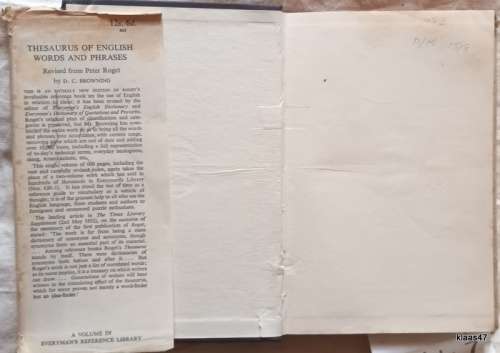 Thesaurus of English Words and Phrases - Peter Roget - Ed: D C Browning - Hardcover 1952
