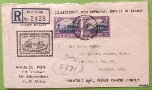 Registered Letter from Kliptown to Cape Town - 1953