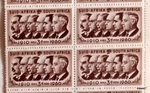 Union of South Africa - 1960 - Union Day. Prime Ministers - Block of 40 Unused stamps
