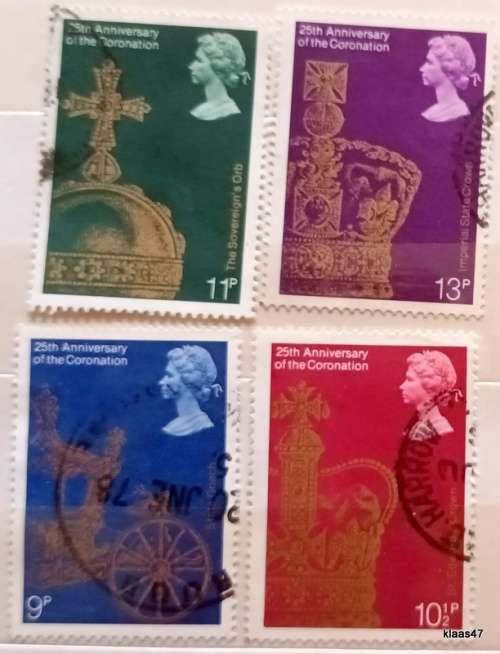 GB - 1978 - 25th Anniversary of Coronation - Set of 4 Used stamps