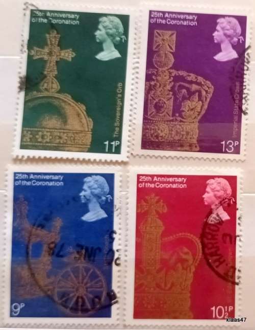 GB - 1978 - 25th Anniversary of Coronation - Set of 4 Used stamps