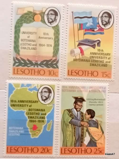 Lesotho - 1974 - University of Botswana/Lesotho/Swaziland 10th Anniv - Set of 4 Unused Hinged stamps