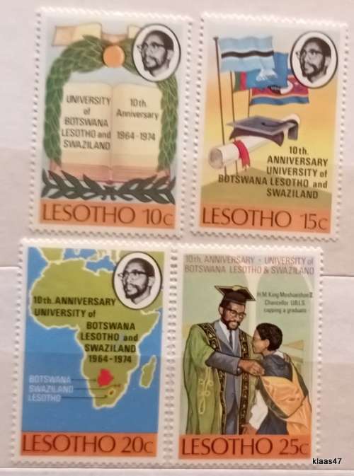 Lesotho - 1974 - University of Botswana/Lesotho/Swaziland 10th Anniv - Set of 4 Unused Hinged stamps