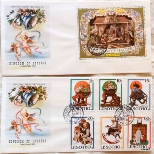 Lesotho - 1981 - Christmas - 2 FDC`s (1 x 6 stamps - 1 x Souvenir Sheet)