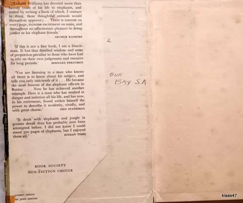 Elephant Bill - Lt Col J H Williams - Hardcover 1952