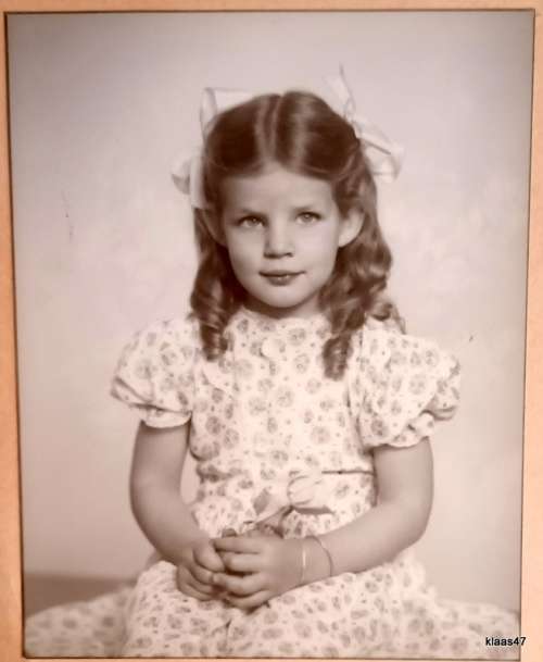 Vintage Photo - Unframed on Cardboard - Portrait of a Young Girl