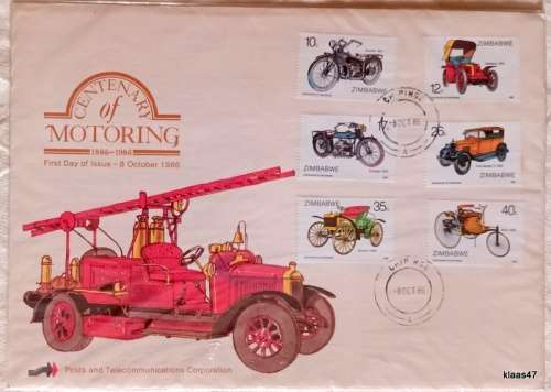 Zimbabwe - 1986 - Centenary of Motoring - FDC