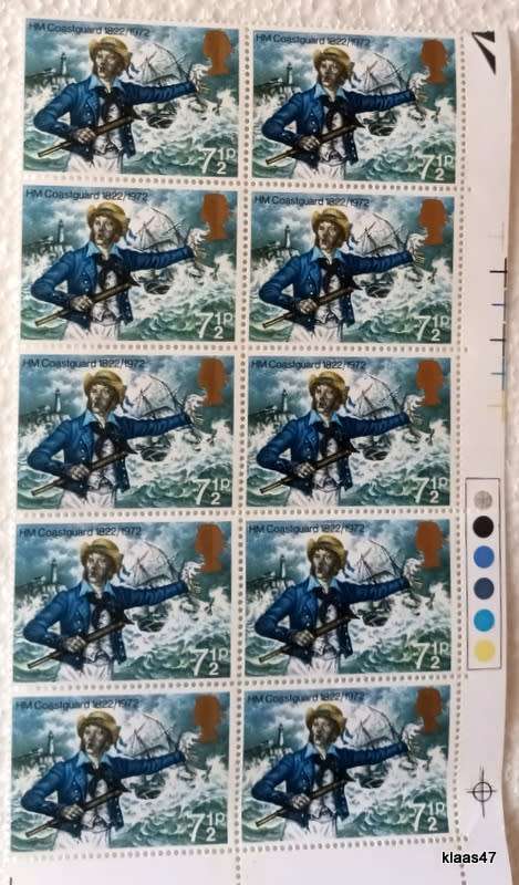GB - 1972 - HM Coastguard - Block of 10 Mint stamps