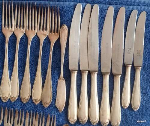 Wellner -  Germany  - 1940`s Silver Plated - Mixed Lot of 24 Pieces Cutlery (Flatware)