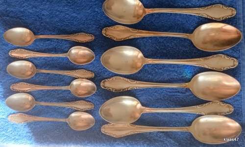 SJ&Co 90 Silver Plate - Germany -  6 Desert spoons and 6 Teaspoons